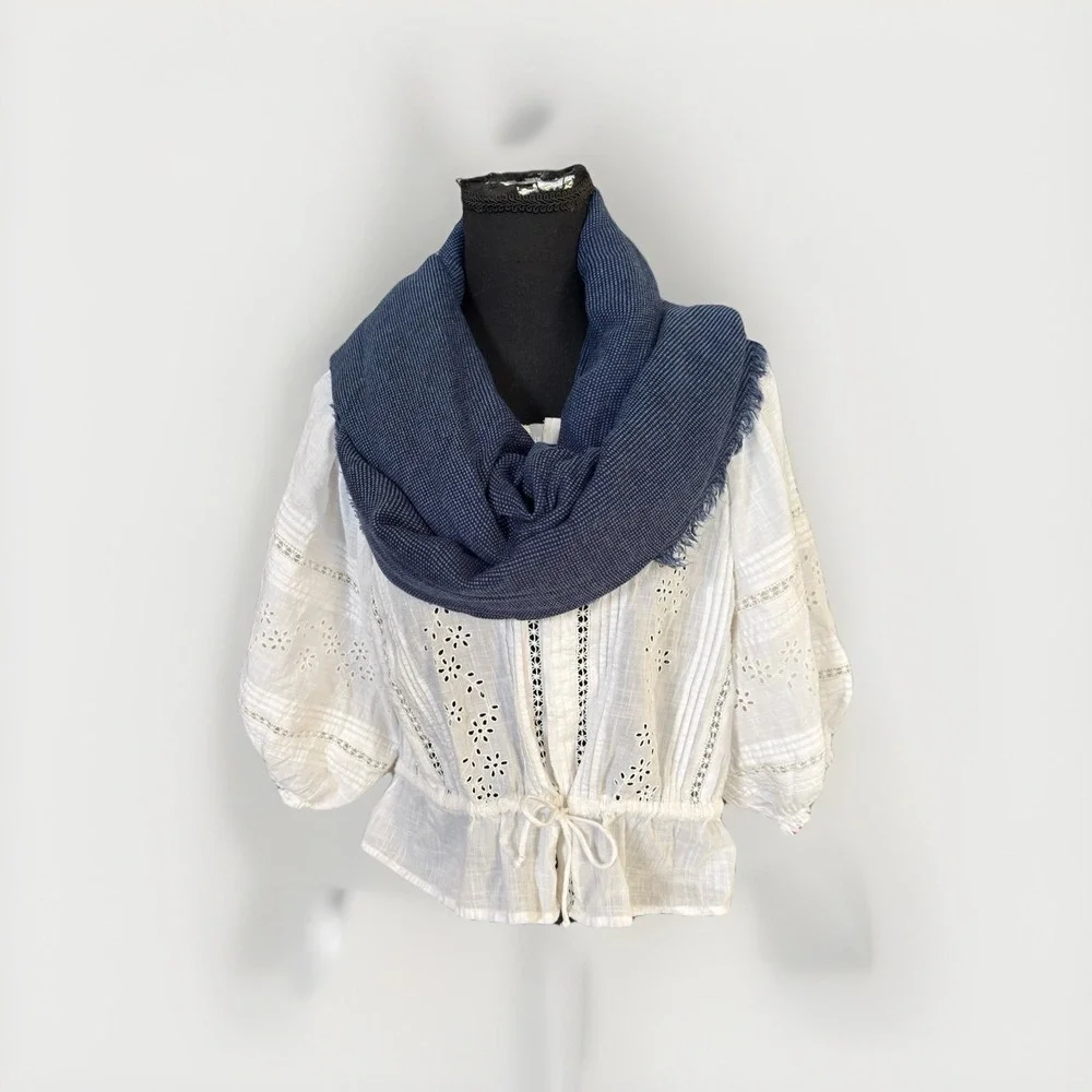 Collection 18 Blue Texture  Scarf 100% In The Colors Of Blue‎ Tone
